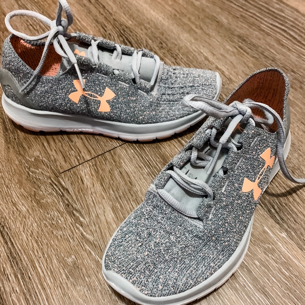 Grey and Pink Under Armour running shoes size 7.5